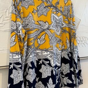 Talbots Women's Plus X Navy Yellow Shirt Top Blouse